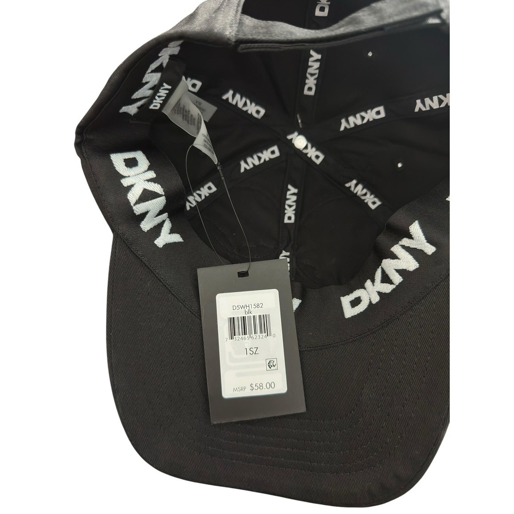 DKNY Donna Karen Patches 1989 Peace Skull Star New York City Strapback Black Hat - Picture 8 of 9